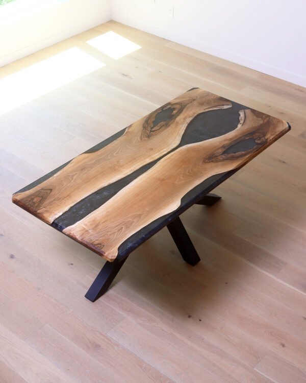 English Walnut Mirrored River Dining Table 6.5FT - Image 2