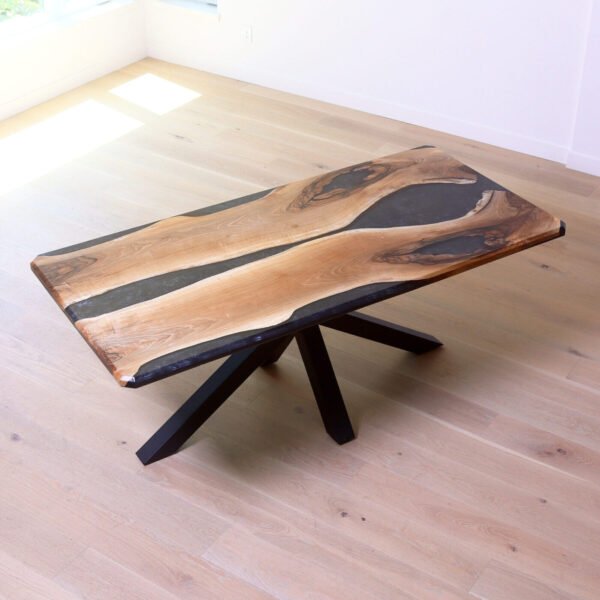 English Walnut Mirrored River Dining Table 6.5FT - Image 3