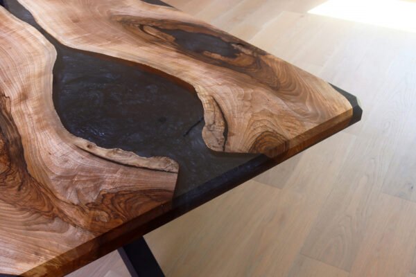 English Walnut Mirrored River Dining Table 6.5FT - Image 4