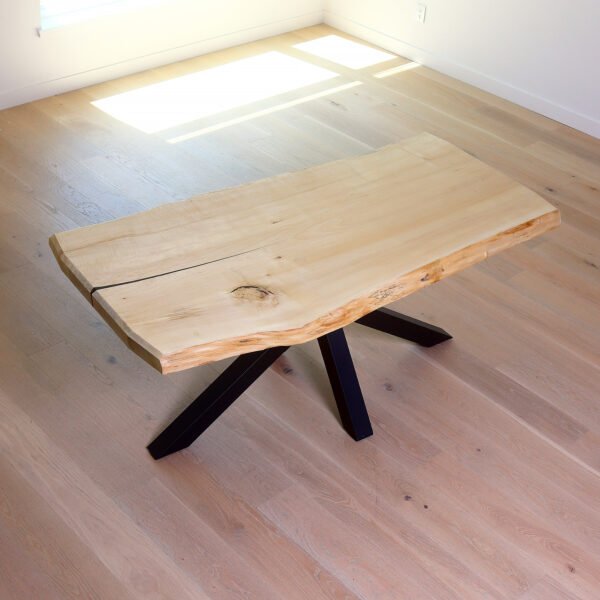 Bleached Maple Single Slab Live Edge Table 6FT - Image 4