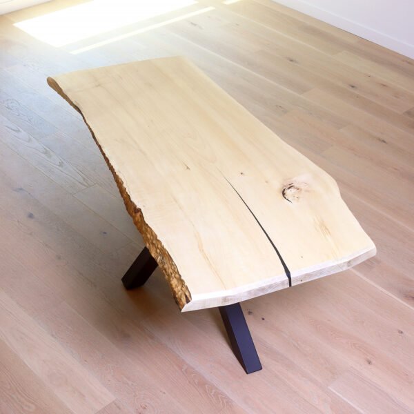 Bleached Maple Single Slab Live Edge Table 6FT - Image 3
