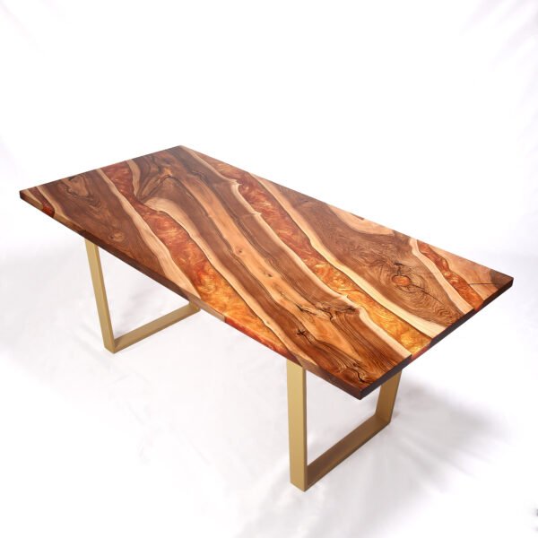 English Walnut Copper Gold River Table 6FT - Image 3