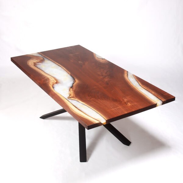 Black Walnut White Pearl River Table 6Ft
